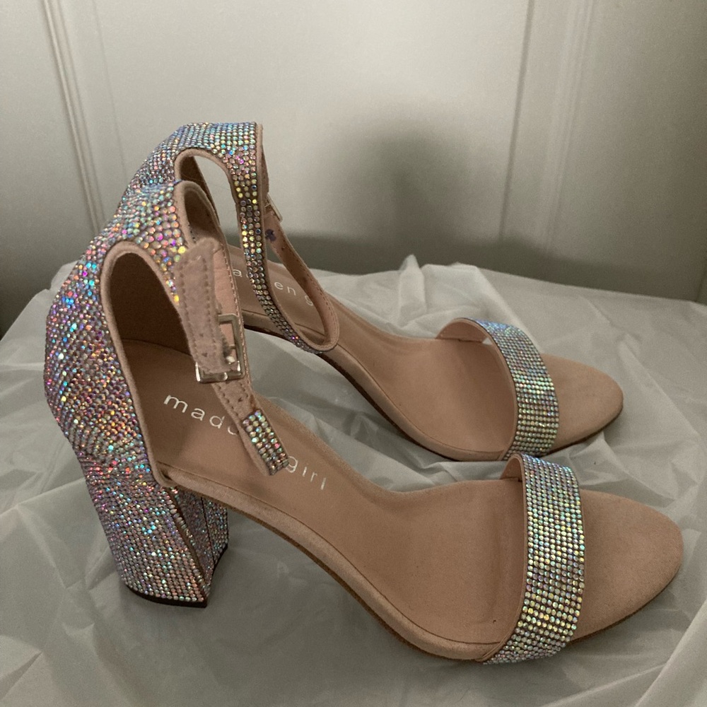 Steve Madden Madden Girl Glittery Rhinestone Party Shoes Chunky Heels
